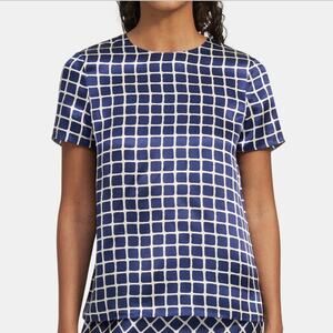 Theory blouse in tile printed satin